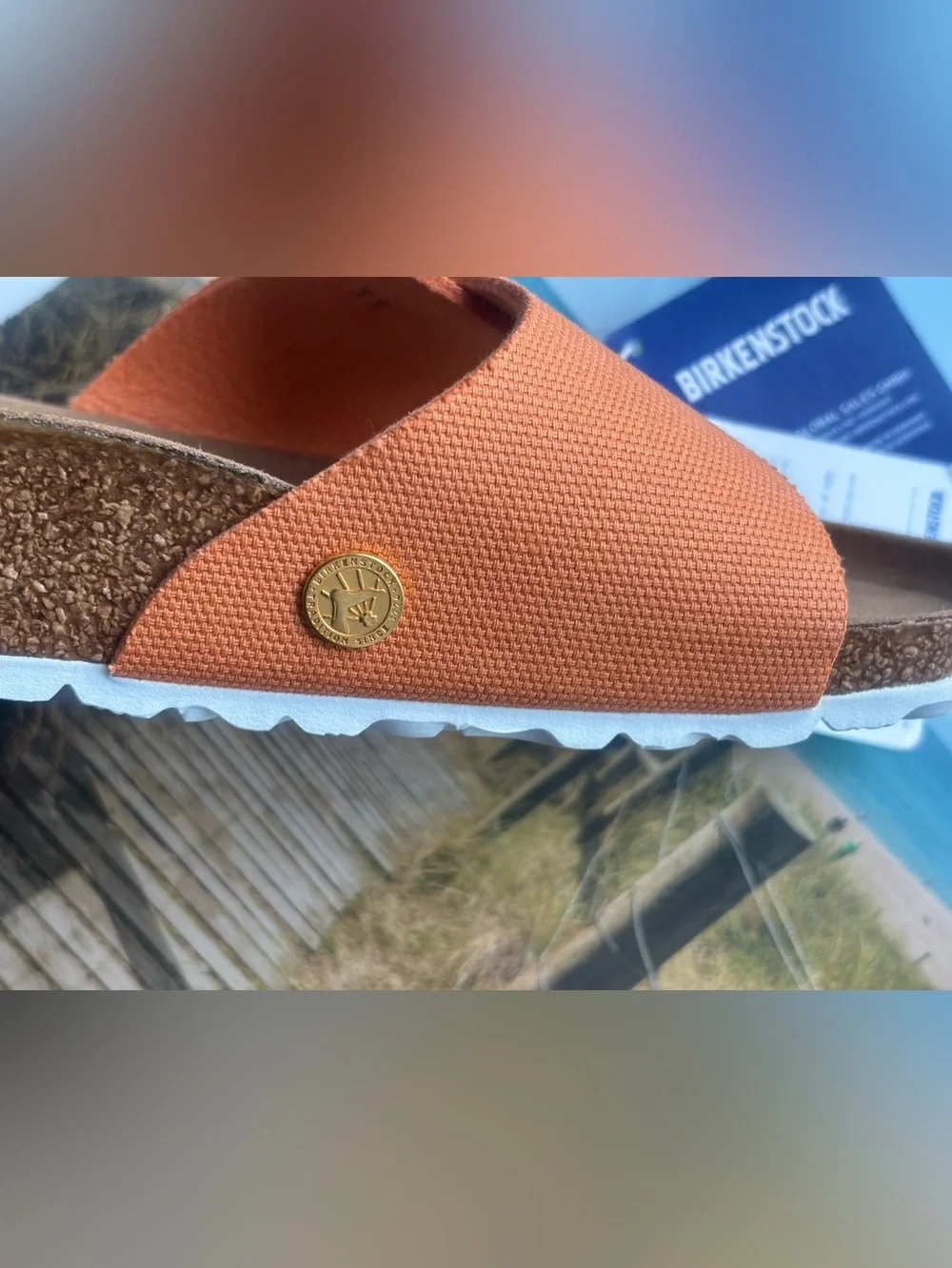 Birkenstock 💅 Madrid Papaya Big Buckle Textile Canvas Sandal Slide 40 Wmns 9 9.5 - Picture 5 of 6